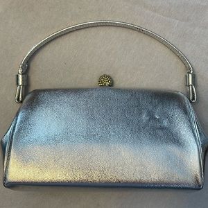Vintage Silver Metallic HL USA evening essentials bag clutch purse.